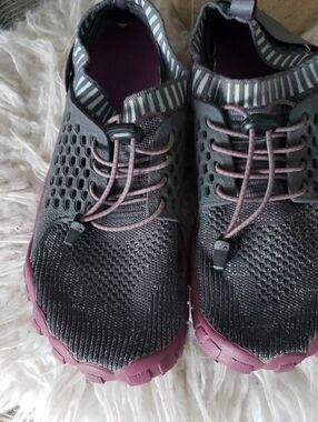 Women's Athletic Slip-On Sneakers in Black and Plum